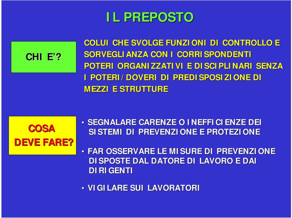 DISCIPLINARI SENZA I POTERI/DOVERI DI PREDISPOSIZIONE DI MEZZI E STRUTTURE COSA DEVE FARE?