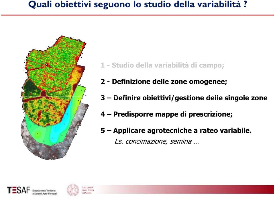 omogenee; 3 Definire obiettivi/gestione delle singole zone 4