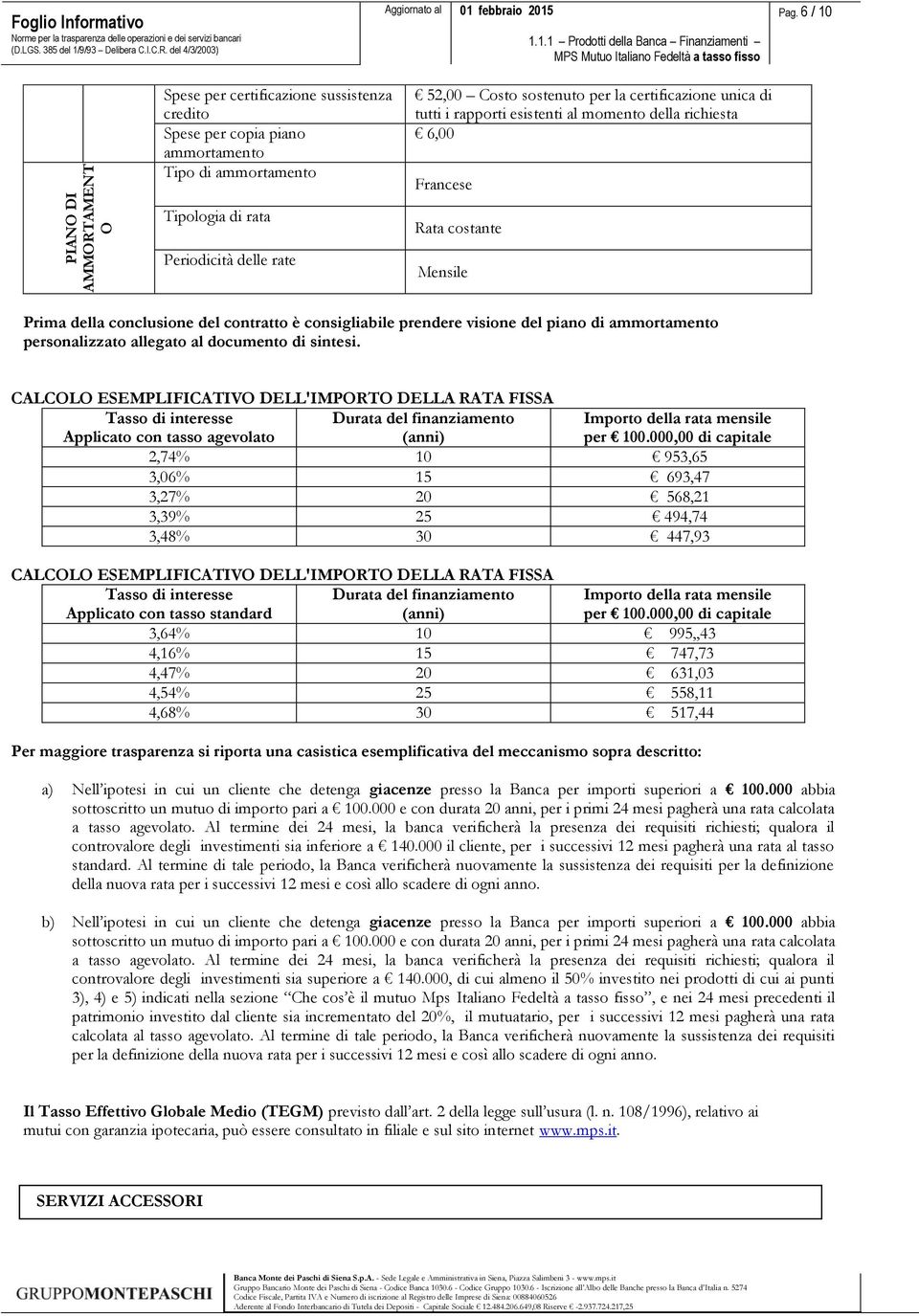 di tutti i rapporti esistenti al momento della richiesta 6,00 Francese Rata costante Mensile Prima della conclusione del contratto è consigliabile prendere visione del piano di ammortamento