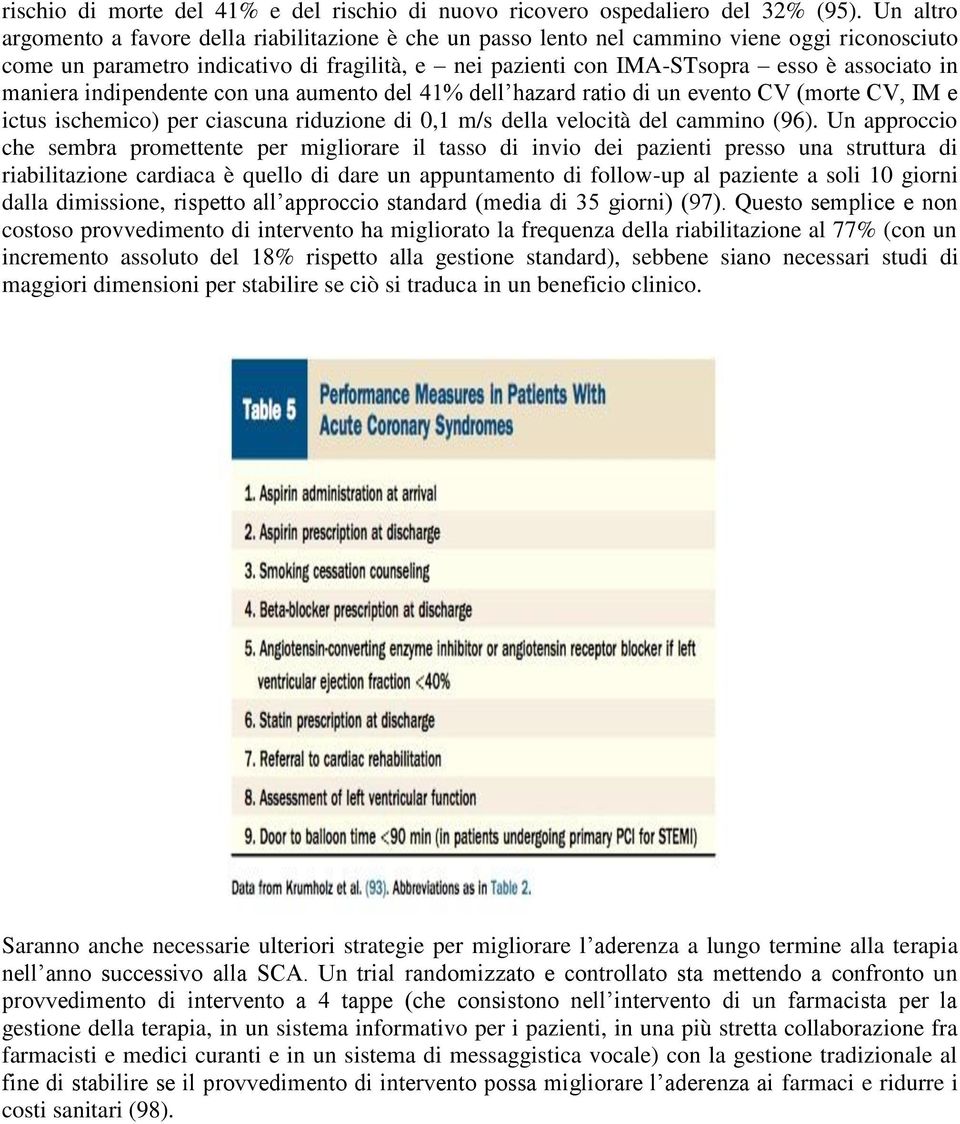 maniera indipendente con una aumento del 41% dell hazard ratio di un evento CV (morte CV, IM e ictus ischemico) per ciascuna riduzione di 0,1 m/s della velocità del cammino (96).