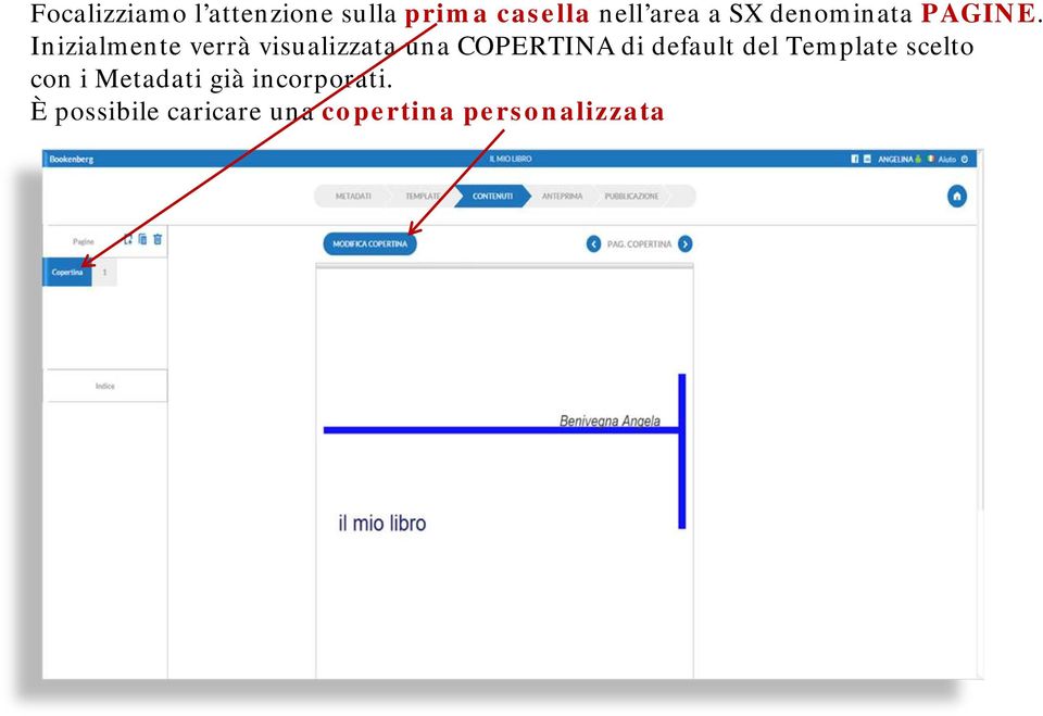 Inizialmente verrà visualizzata una COPERTINA di default