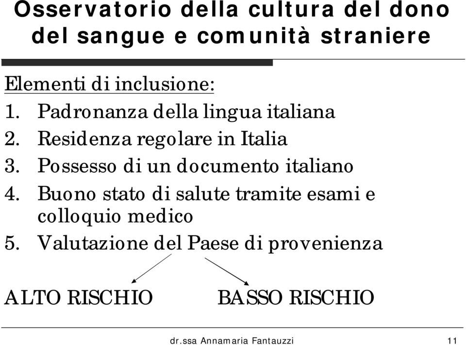 Buono stato di salute tramite esami e colloquio medico 5.