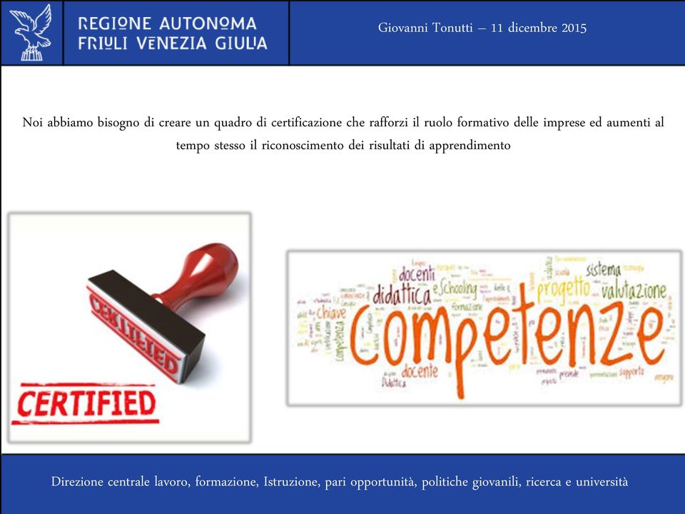 stesso il riconoscimento dei risultati di apprendimento Direzione centrale