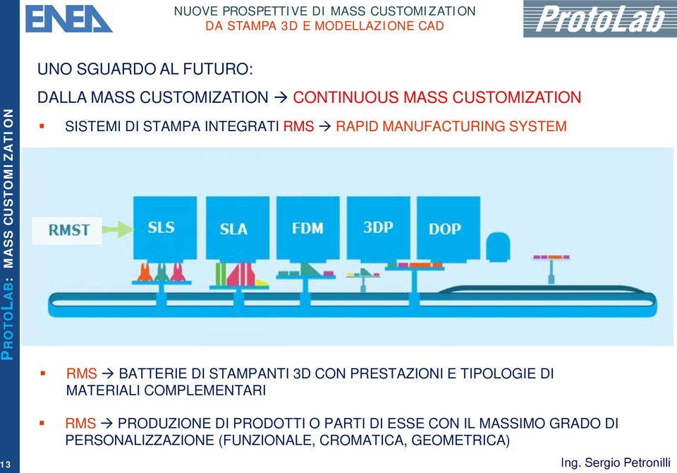 PRESTAZIONI E TIPOLOGIE DI MATERIALI COMPLEMENTARI 13 RMS PRODUZIONE DI PRODOTTI O