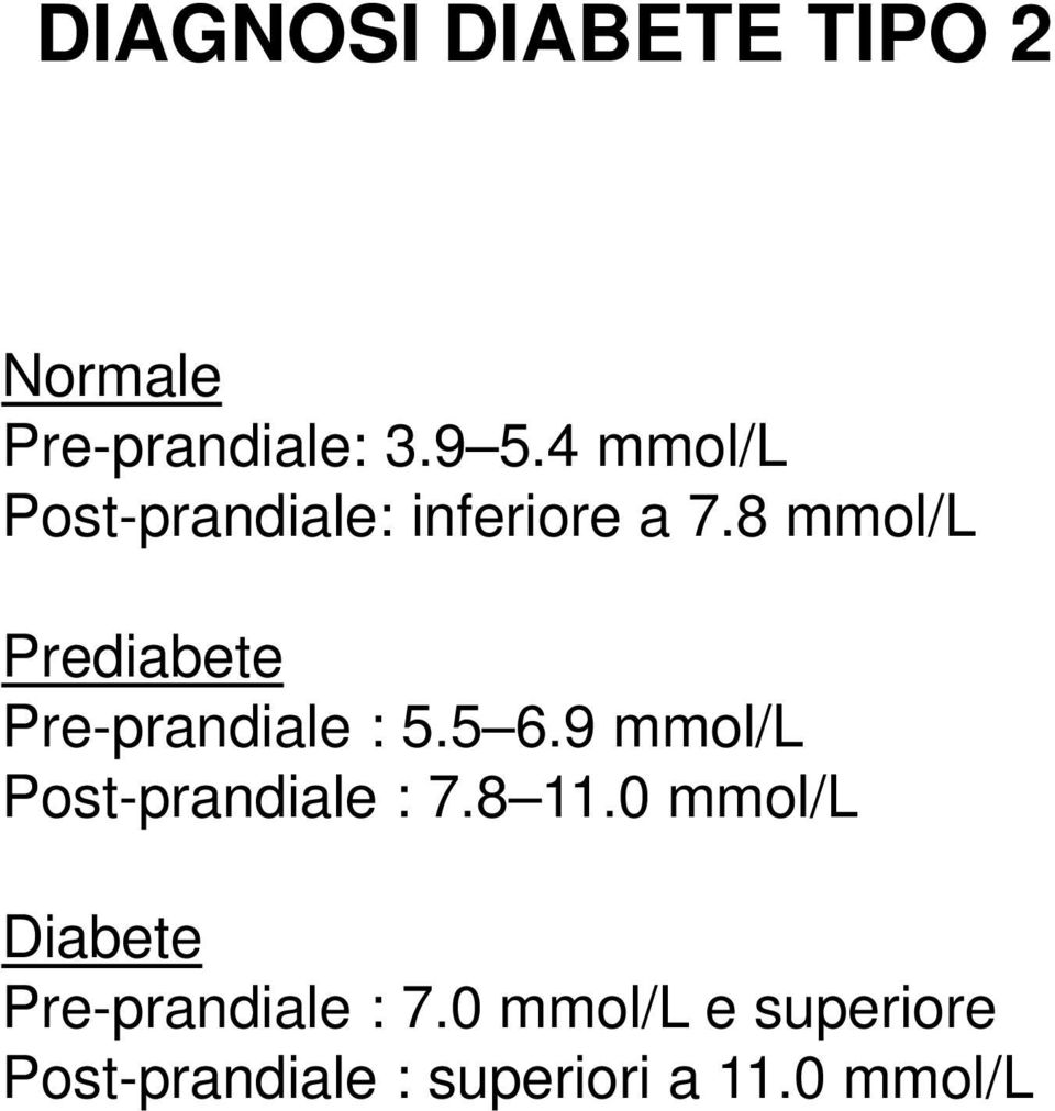 8 mmol/l Prediabete Pre-prandiale : 5.5 6.