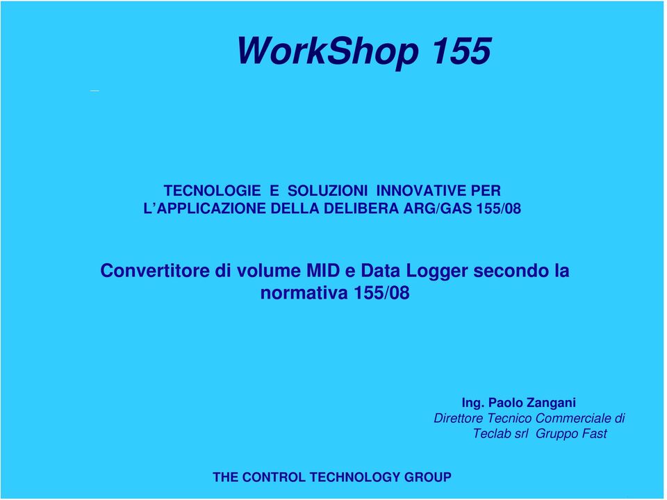 volume MID e Data Logger secondo la normativa 155/08 Ing.