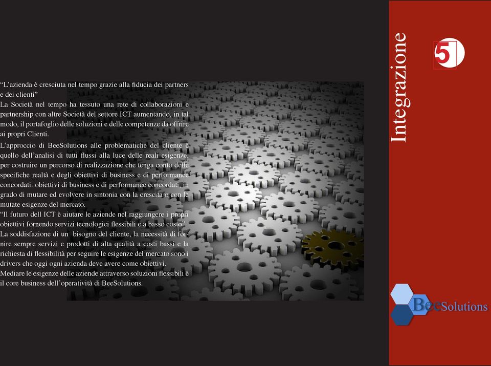 L approccio di BeeSolutions alle problematiche del cliente è quello dell analisi di tutti flussi alla luce delle reali esigenze, per costruire un percorso di realizzazione che tenga conto delle