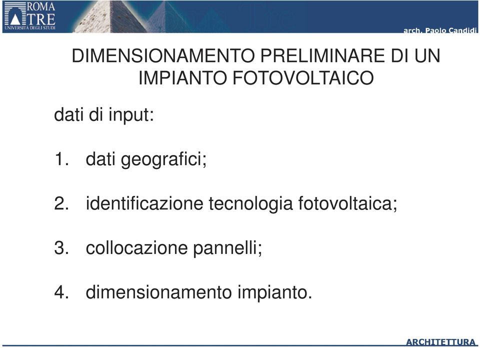 dati geografici; 2.