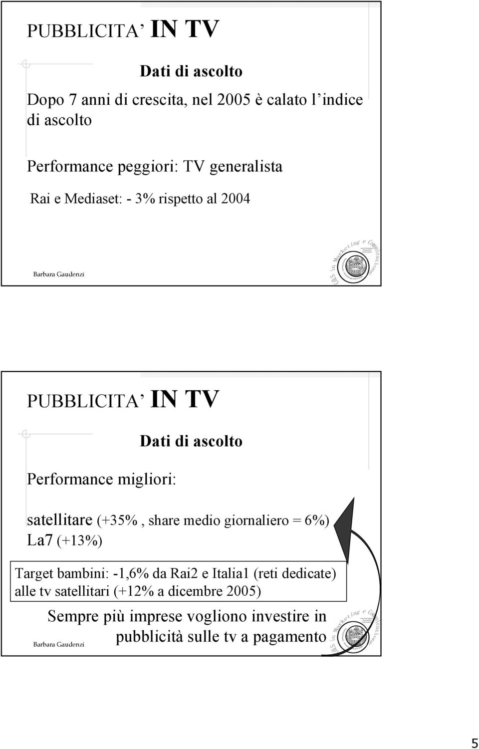 share medio giornaliero = 6%) La7 (+13%) Target bambini: -1,6% da Rai2 e Italia1 (reti dedicate) alle tv