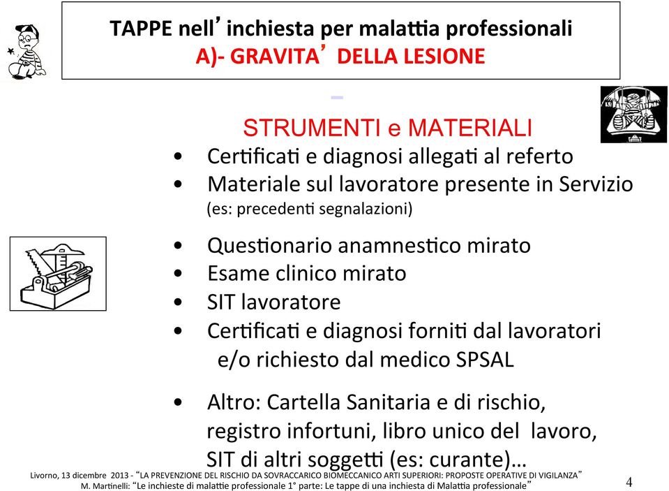 richiesto dal medico SPSAL Altro: Cartella Sanitaria e di rischio, registro infortuni, libro unico del lavoro, SIT di altri soggem