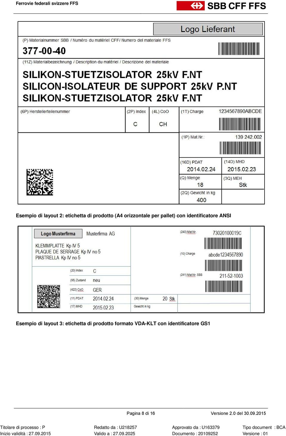 Esempio di layout 3: etichetta di prodotto formato