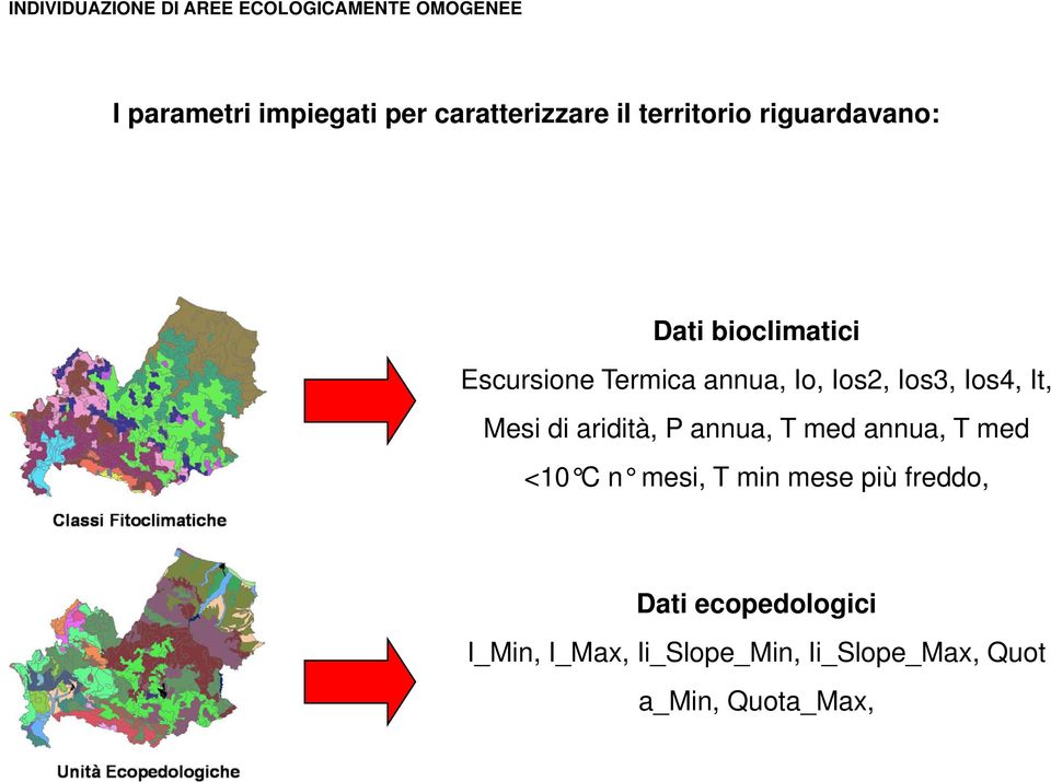 Ios4, It, Mesi di aridità, P annua, T med annua, T med <10 C n mesi, T min mese più