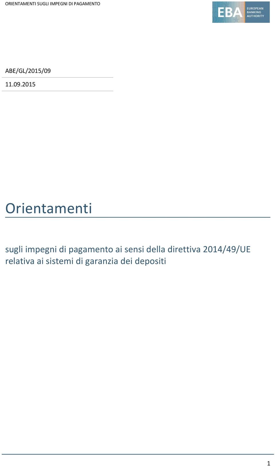 2015 Orientamenti sugli impegni di