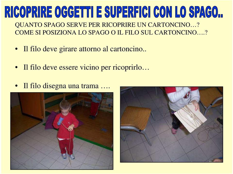 ? Il filo deve girare attorno al cartoncino.