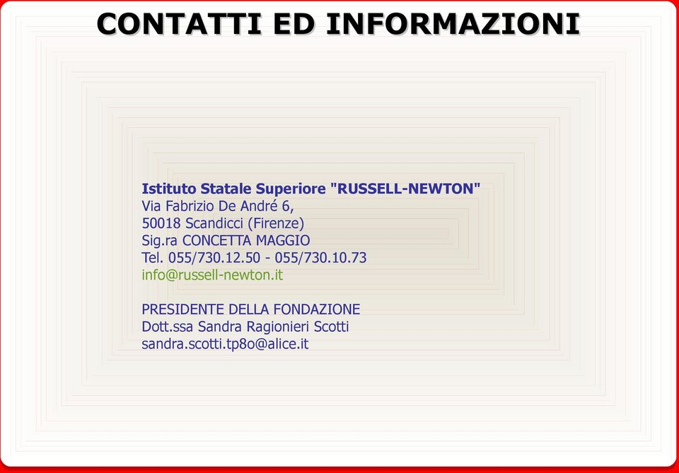 ra CONCETTA MAGGIO Tel. 055/730.12.50-055/730.10.73 info@russell-newton.