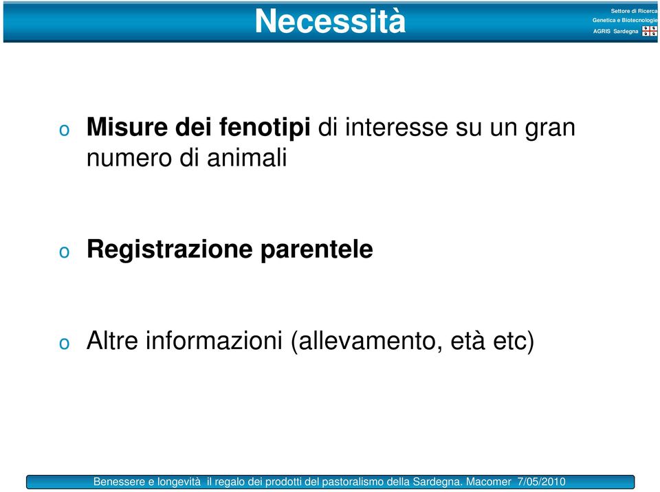 animali o Registrazione parentele o