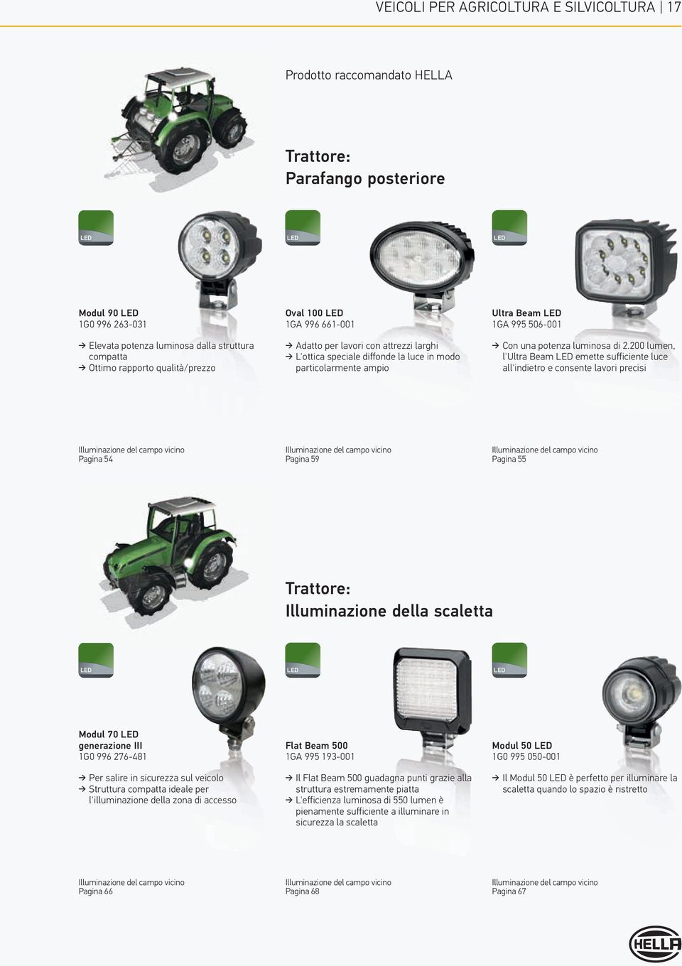 200 lumen, l'ultra Beam emette sufficiente luce all'indietro e consente lavori precisi Pagina 54 Pagina 59 Pagina 55 Trattore: Illuminazione della scaletta Modul 70 generazione III 1G0 996 276-481