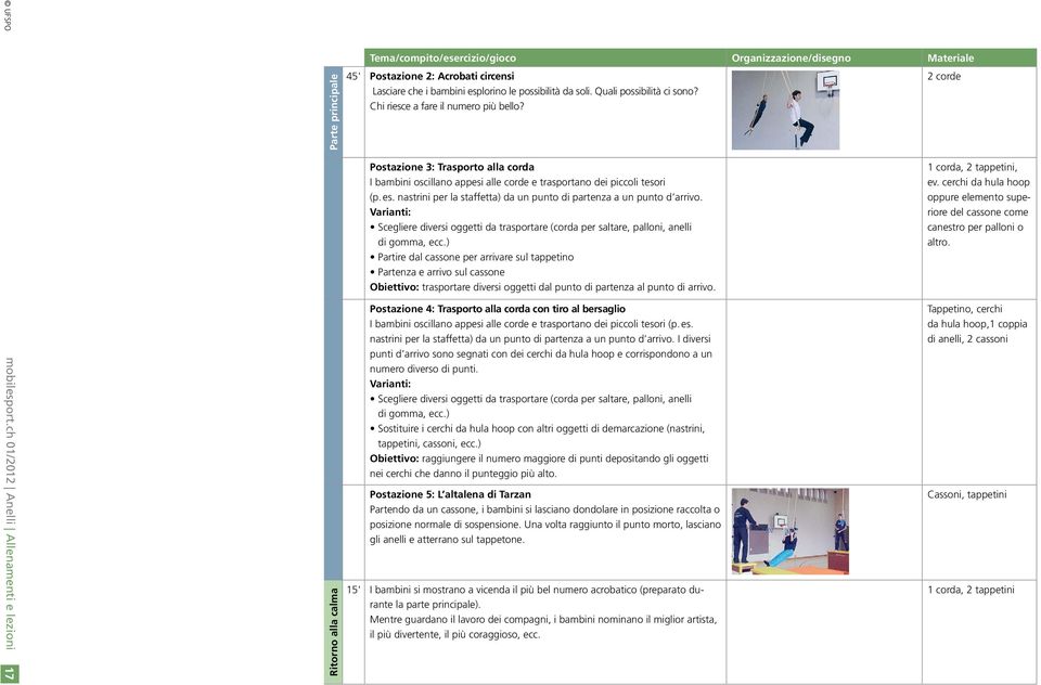 nastrini per la staffetta) da un punto di partenza a un punto d arrivo. Varianti: Scegliere diversi oggetti da trasportare (corda per saltare, palloni, anelli di gomma, ecc.