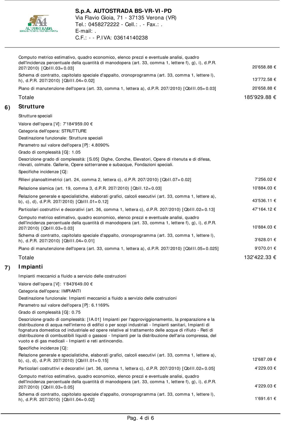 8090% Grado di complessità [G]: 1.05 Descrizione grado di complessità: [S.05] Dighe, Conche, Elevatori, Opere di ritenuta e di difesa, rilevati, colmate.