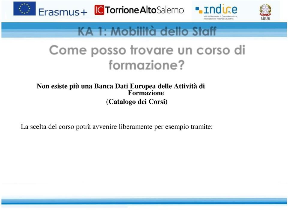 La scelta del corso potrà avvenire liberamente per esempio tramite: Ricerca su internet