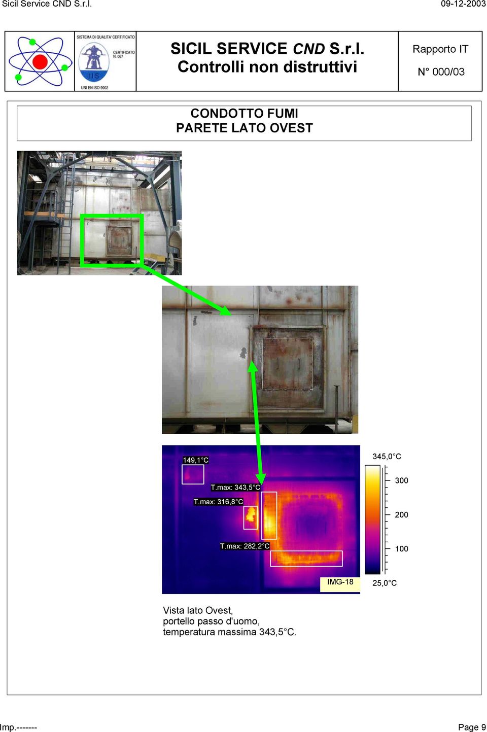 max: 282,2 C 100 IMG-18 25,0 C Vista lato Ovest,