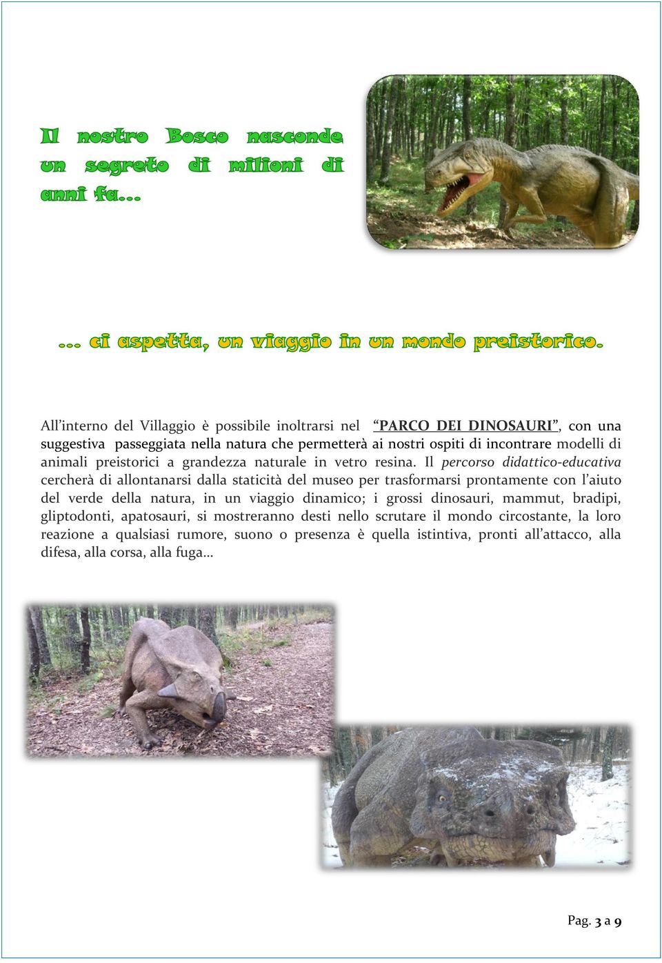 Il percorso didattico-educativa cercherà di allontanarsi dalla staticità del museo per trasformarsi prontamente con l aiuto del verde della natura, in un viaggio