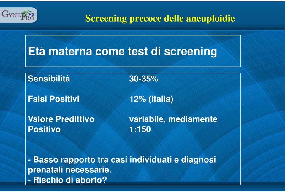 mediamente Positivo 1:150 - Basso rapporto tra casi