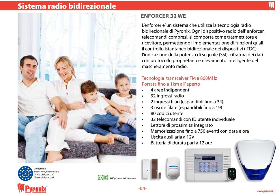 dispositivi (ITDC), l indicazione della potenza di segnale (SSI), cifratura dei dati con protocollo proprietario e rilevamento intelligente del mascheramento radio.