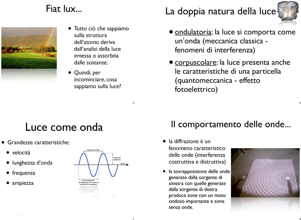 cosa sappiamo sulla luce? 5 6 Il comportamento delle onde.