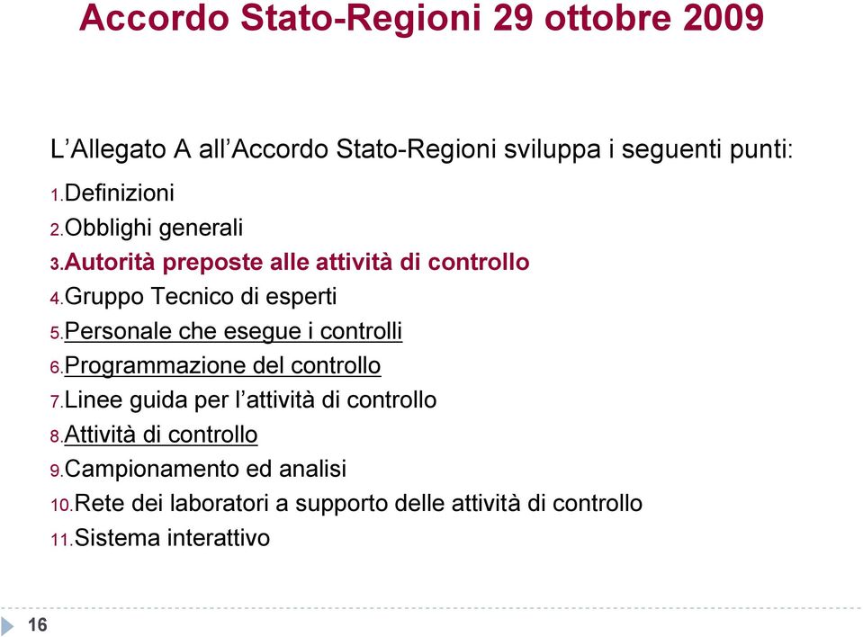 Personale che esegue i controlli 6.Programmazione del controllo 7.Linee guida per l attività di controllo 8.