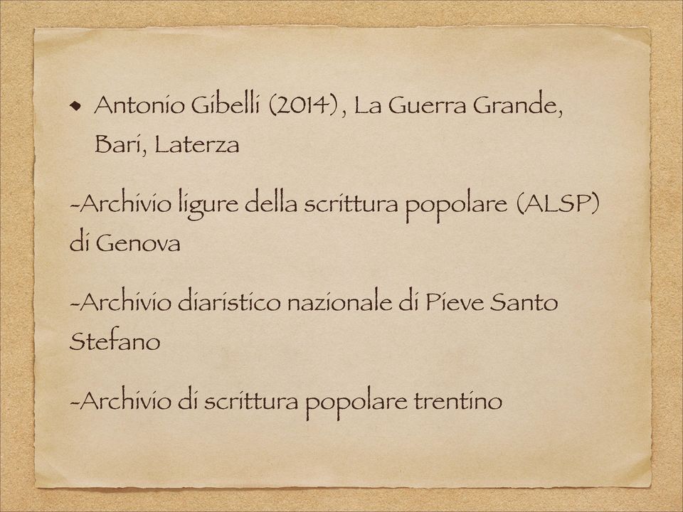 (ALSP) di Genova -Archivio diaristico nazionale di