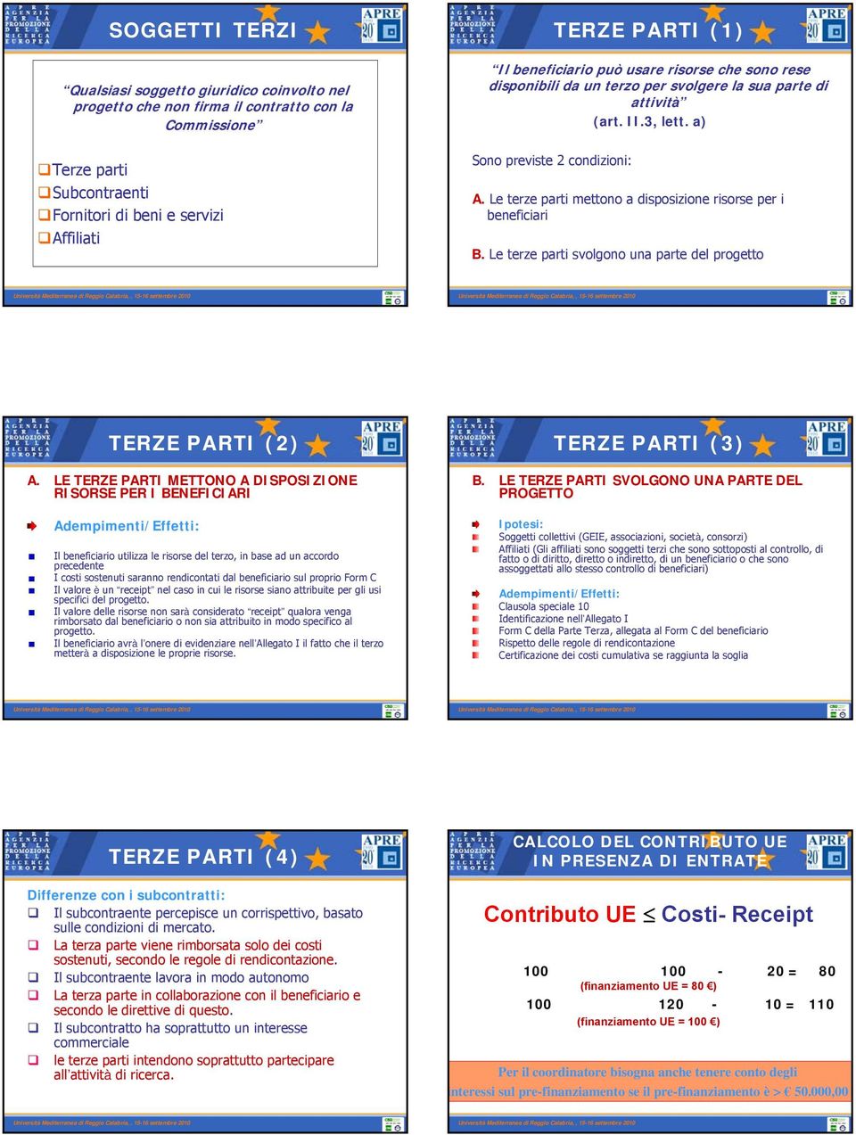 Le terze parti mettono a disposizione risorse per i beneficiari B. Le terze parti svolgono una parte del progetto TERZE PARTI (2) A.