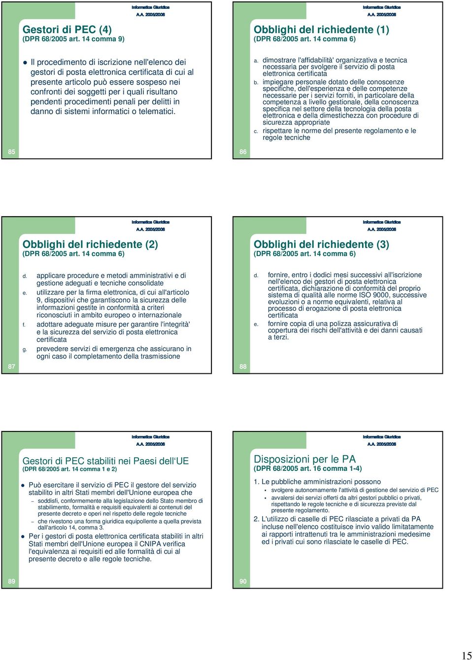 pendenti procedimenti penali per delitti in danno di sistemi informatici o telematici. a.