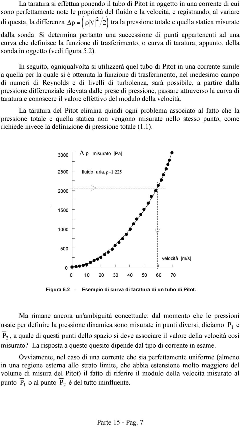 Si determina pertanto una successione di punti appartenenti ad una curva che definisce la funzione di trasferimento, o curva di taratura, appunto, della sonda in oggetto (vedi figura 5.2).