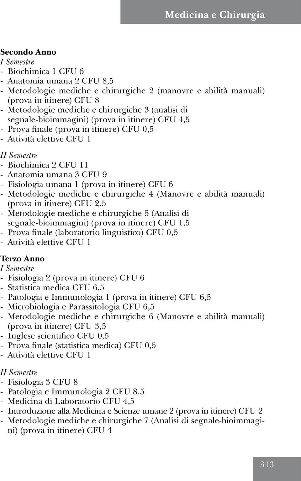 Fisiologia umana 1 (prova in itinere) CFU 6 - Metodologie mediche e chirurgiche 4 (Manovre e abilità manuali) (prova in itinere) CFU 2,5 - Metodologie mediche e chirurgiche 5 (Analisi di