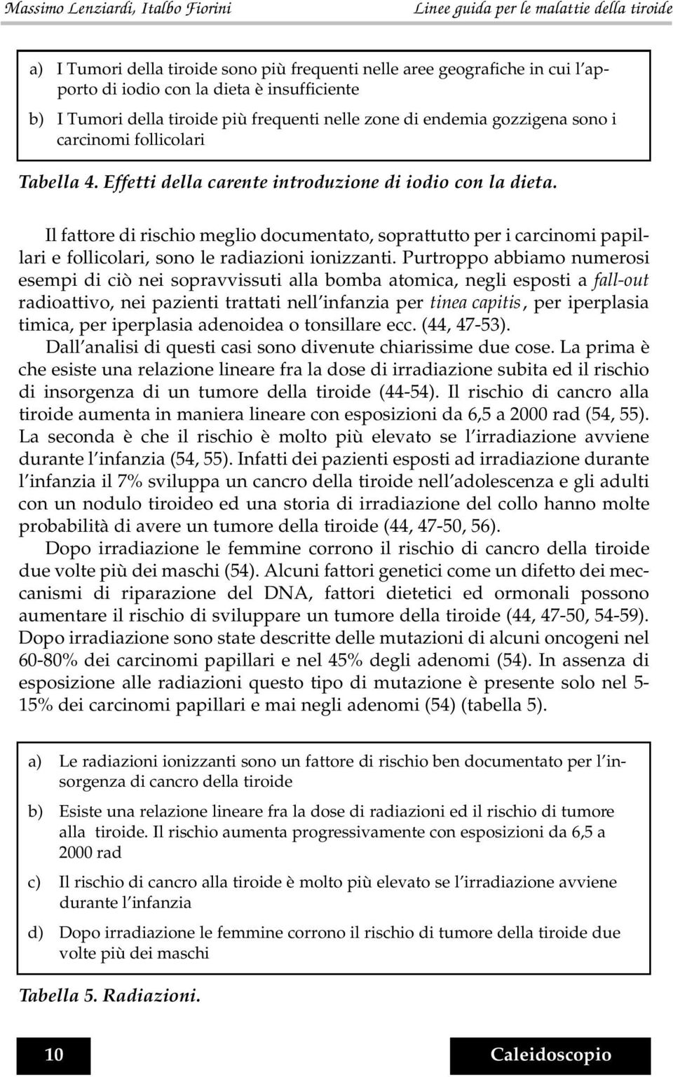 Il fattore di rischio meglio documentato, soprattutto per i carcinomi papillari e follicolari, sono le radiazioni ionizzanti.