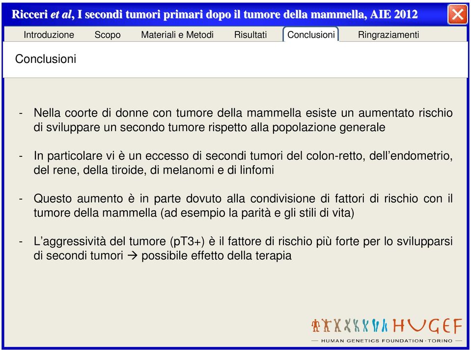 e di linfomi - Questo aumento è in parte dovuto alla condivisione di fattori di rischio con il tumore della mammella (ad esempio la parità e