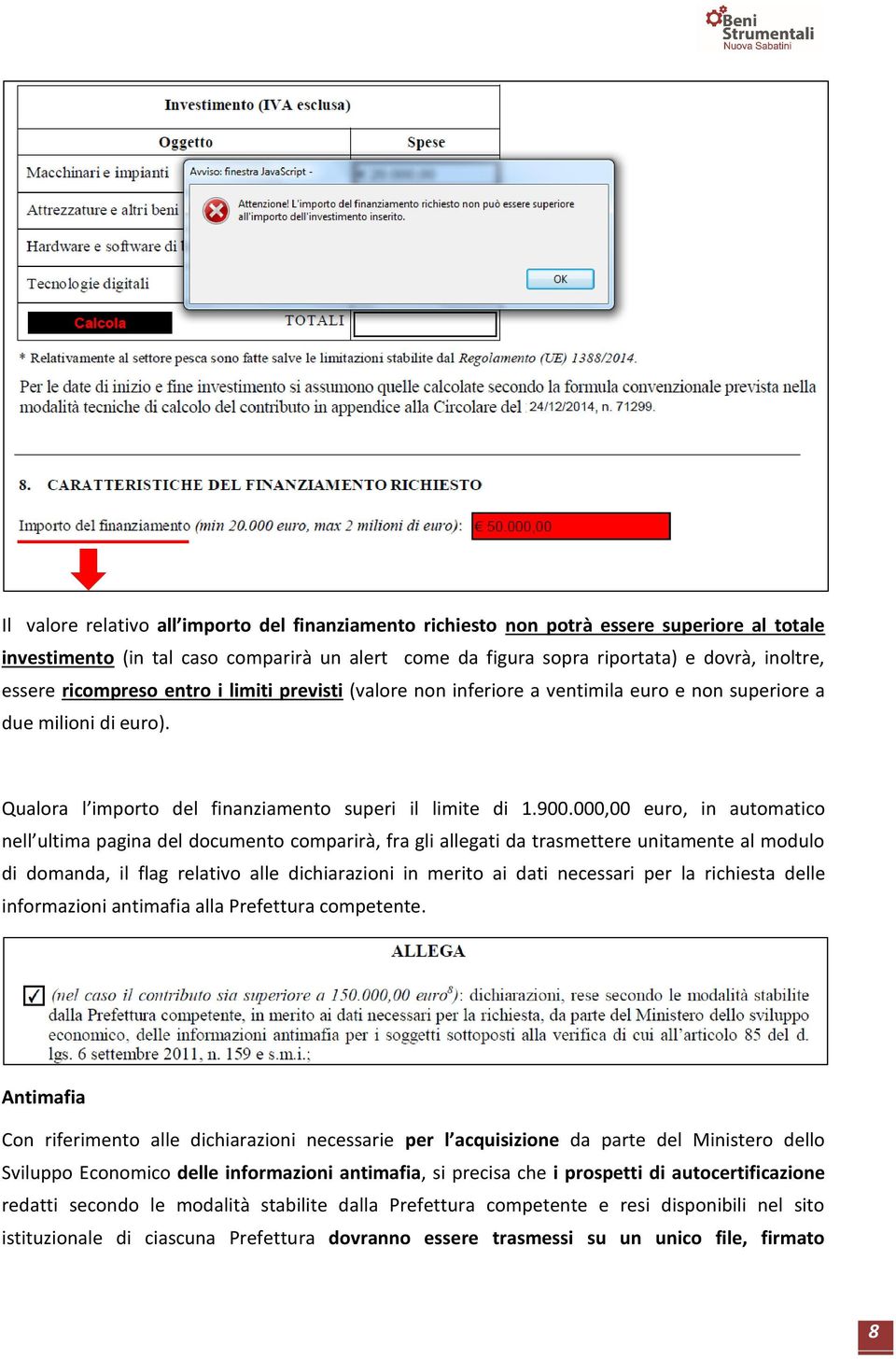 000,00 euro, in automatico nell ultima pagina del documento comparirà, fra gli allegati da trasmettere unitamente al modulo di domanda, il flag relativo alle dichiarazioni in merito ai dati necessari