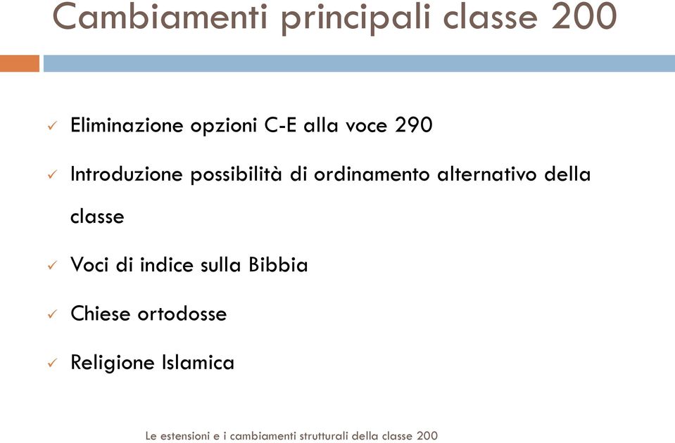 di ordinamento alternativo della classe Voci di