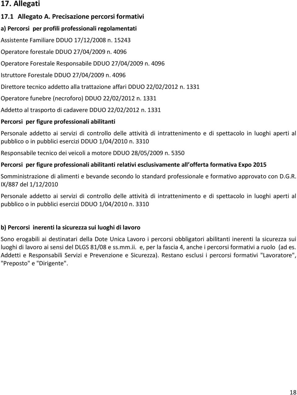 1331 Operatore funebre (necroforo) DDUO 22/02/2012 n. 1331 Addetto al trasporto di cadavere DDUO 22/02/2012 n.