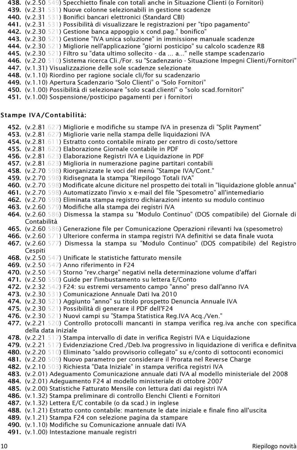 (v.2.30.521) Migliorie nell'applicazione "giorni posticipo" su calcolo scadenze RB 445. (v.2.30.521) Filtro su "data ultimo sollecito - da... a..." nelle stampe scadenzario 446. (v.2.20.