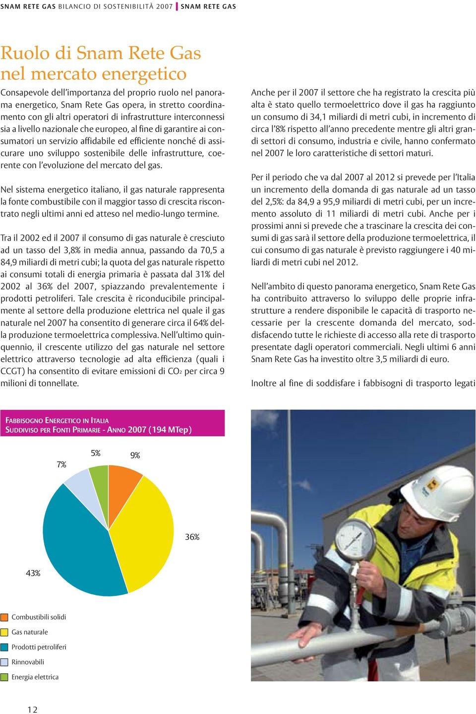 sostenibile delle infrastrutture, coerente con l evoluzione del mercato del gas.