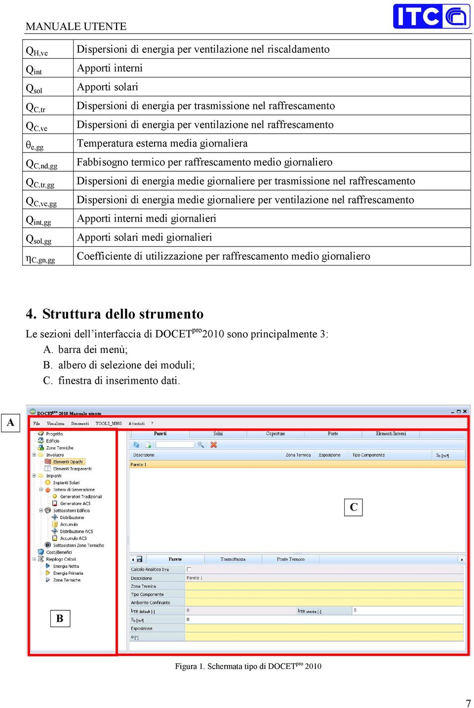 Dispersioni di energia medie giornaliere per trasmissione nel raffrescamento Dispersioni di energia medie giornaliere per ventilazione nel raffrescamento Apporti interni medi giornalieri Apporti