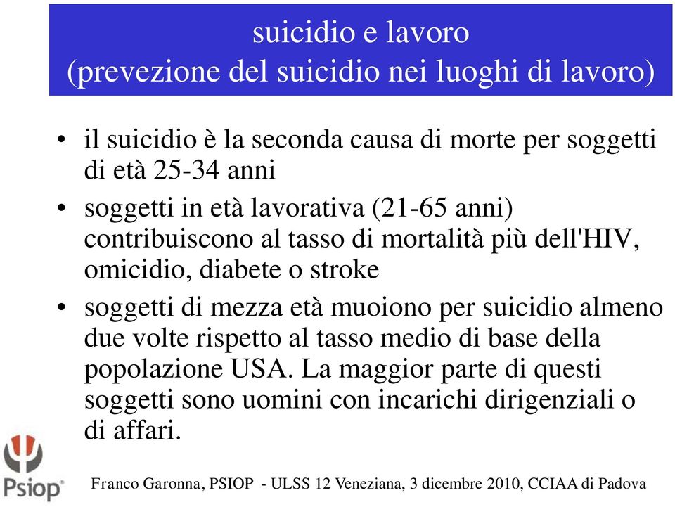 dell'hiv, omicidio, diabete o stroke soggetti di mezza età muoiono per suicidio almeno due volte rispetto al