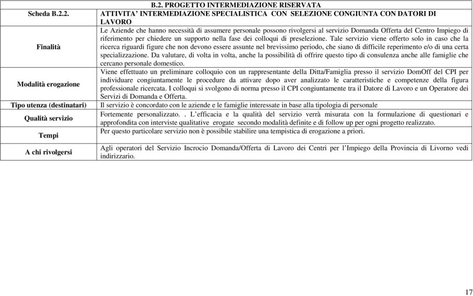 al servizio Domanda Offerta del Centro Impiego di riferimento per chiedere un supporto nella fase dei colloqui di preselezione.