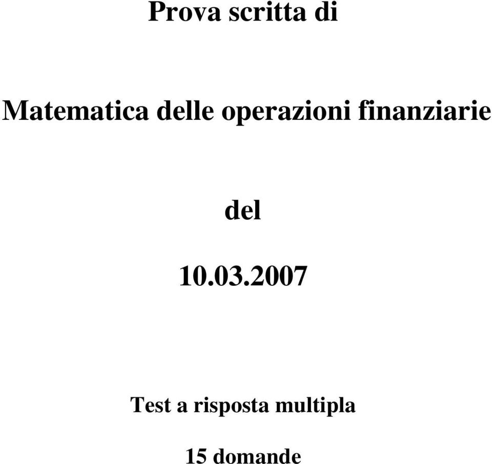 operazioni finanziarie del