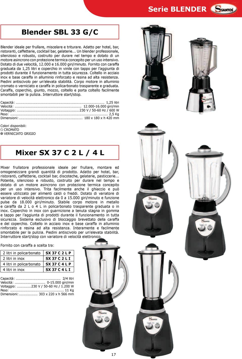 000 e 16.000 giri/minuto. Fornito con caraffa graduata da 1,25 litri e coperchio in vinile con tappo per l aggiunta di prodotti durante il funzionamento in tutta sicurezza.