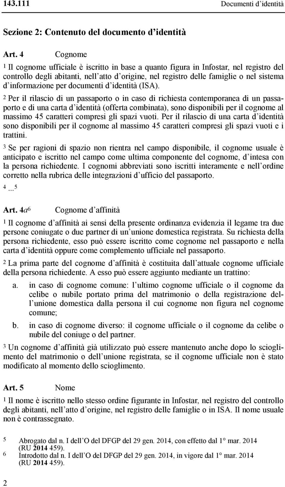 informazione per documenti d identità (ISA).