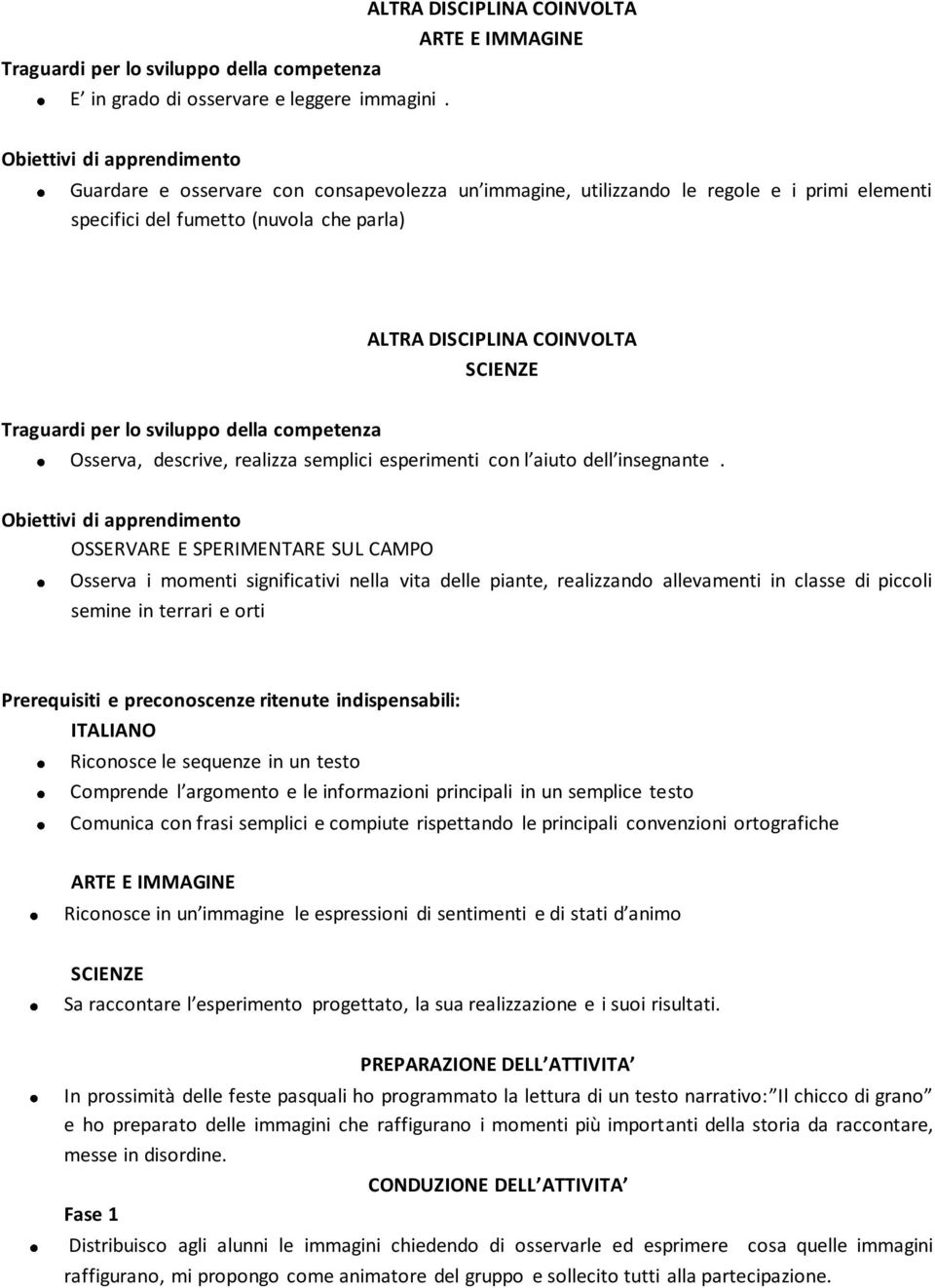 Traguardi per lo sviluppo della competenza Osserva, descrive, realizza semplici esperimenti con l aiuto dell insegnante.