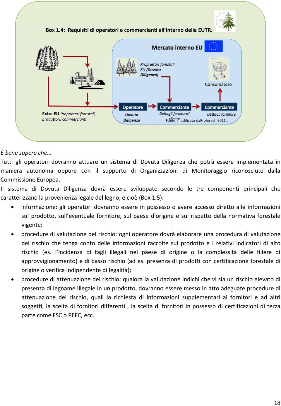 riconosciute dalla Commissione Europea. Il sistema di Dovuta Diligenza dovrà essere sviluppato secondo le tre componenti principali che caratterizzano la provenienza legale del legno, e cioè (Box 1.